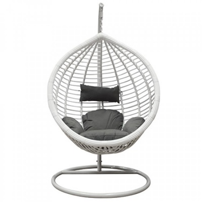 Подвесное кресло Kvimol КМ-0021 среднее (белая корзина, серые подушки) - купить по специальной цене в интернет-магазине "Уют в доме"