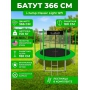 Батут с внутренней сеткой и лестницей i-Jump Classic Light 12ft green