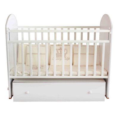 Детская кроватка Farfello 4Baby F7 колесо/качалка+ящик белая - купить по специальной цене в интернет-магазине "Уют в доме"