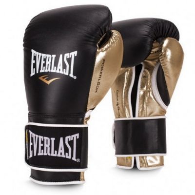 Боксерские перчатки Everlast Powerlock 10oz черный/золотой - купить по специальной цене в интернет-магазине "Уют в доме"