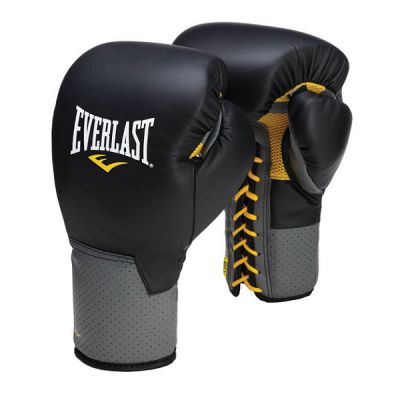 Боксерские перчатки Everlast Pro Leather Laced 14oz черные - купить по специальной цене в интернет-магазине "Уют в доме"