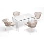 Обеденная группа на 4 персоны со стульями Милан 4SIS «Малага» каркас белый