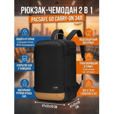 Повседневный рюкзак Pacsafe GO Carry-on 34 - купить по специальной цене в интернет-магазине "Уют в доме"