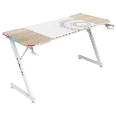 Геймерский стол ZONE 51 TRINE 140 RGB Wood/White - купить по специальной цене в интернет-магазине "Уют в доме"