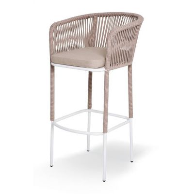 Табурет 4SIS "Марсель" роуп светло-серый круглый, ткань светло-серая - купить по специальной цене в интернет-магазине "Уют в доме"