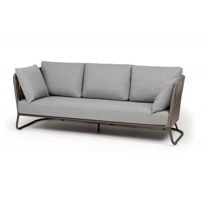 Дачный диван 4SIS "Багамы" трёхместный, роуп серо-коричневый 23мм, ткань светло-серая - купить по специальной цене в интернет-магазине "Уют в доме"