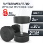 Гантель UNIX Fit PRO круглая обрезиненная 30 кг, 2 шт