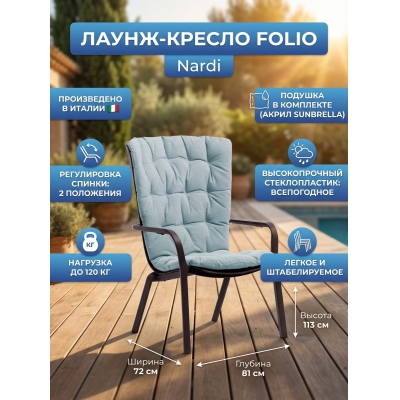 Садовое кресло Nardi Folio, антрацит, голубой - купить по специальной цене в интернет-магазине "Уют в доме"