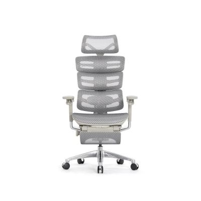 Эргономичное кресло Falto Evolution с подножкой (серый каркас, белая сетка) - купить по специальной цене в интернет-магазине "Уют в доме"