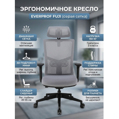 Эргономичное кресло Everprof Fuji серая сетка - купить по специальной цене в интернет-магазине "Уют в доме"