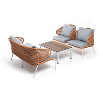 Лаунж-зона 4SIS Милан 4-местная плетеная, роуп оранжевый меланж - купить по специальной цене в интернет-магазине "Уют в доме"