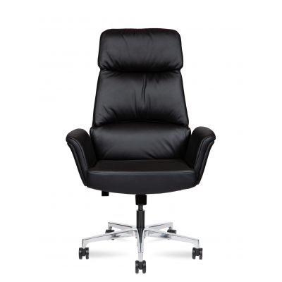 Кресло для руководителя Norden Bonno, черная кожа, алюминиевая база - купить по специальной цене в интернет-магазине "Уют в доме"