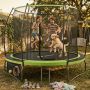 Батут каркасный 360 см (12 фут) Scholle JUMPER, с защитной сеткой и лестницей, зеленый