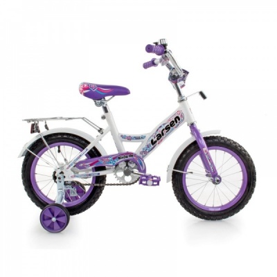 Четырехколесный детский велосипед Larsen Kids 14 бело-фиолетовый - купить по специальной цене в интернет-магазине "Уют в доме"