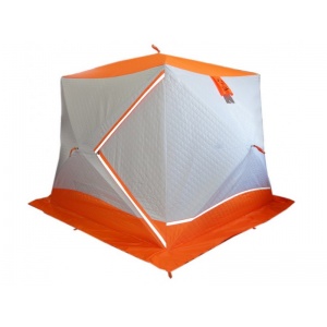 Зимняя палатка для рыбалки Пингвин Призма Премиум Термолайт бело-оранжевая